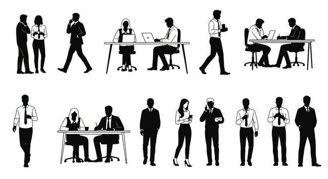 Set of human silhouettes in different poses