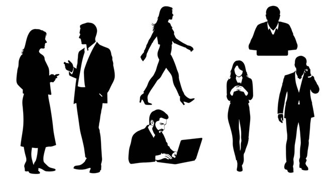 Set of human silhouettes in different poses