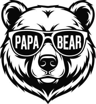 Papa bear illustration with sunglasses