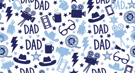 Obraz premium Father's day pattern with movie and wizarding elements