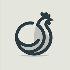 Fototapeta premium A cute black swan silhouette and an abstract bird icon are combined with an artistic Easter egg vector illustration to create a modern nature logo design