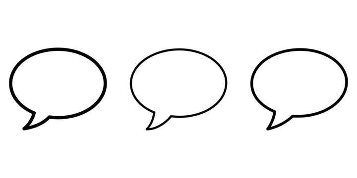 Speech bubble icons set with empty oval chat clouds for conversation communication message and dialogue elements in minimalist outline graphic design style