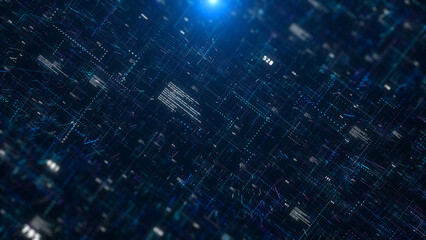 Obraz premium Technology digital line corner structure cyber data network connection concept. Abstract 3d futuristic areal view illustration background.