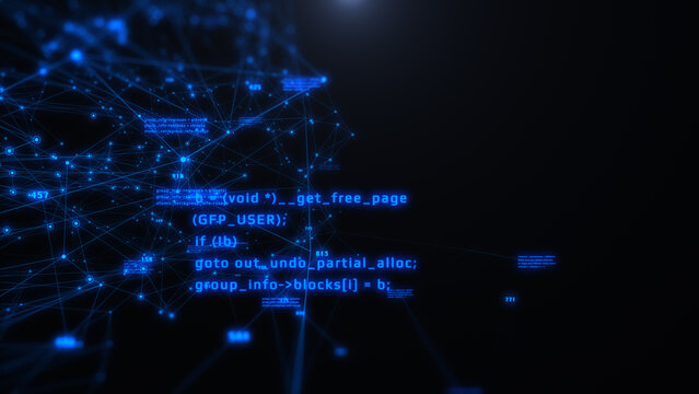 Futuristic Digital Binary Number Hi Technology Structure Big Data Scanning. Encoder UI Element Security Code Flowing Cyberspace Illustration Background.