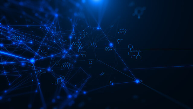 Technology digital telemetry data with 3D wireframe fin blue cyberspace illustration background.