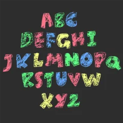 Colorful Crayon Hand Drawn Kid Vector Font © Anna Babii