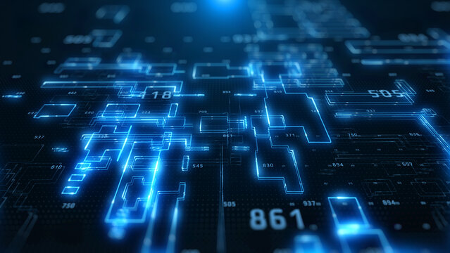 Technology UI statistic digital data binary network transferring platform illustration background