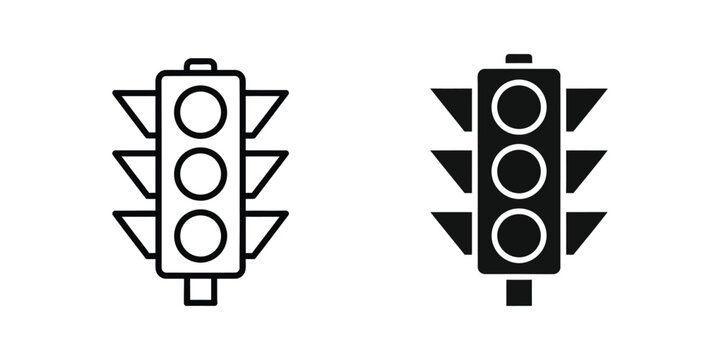 traffic light icons set with go and stop signals flat design vector illustration