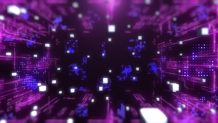 Obraz premium Technology digital line corner structure cyber data network connection concept. Abstract 3d futuristic illustration background.