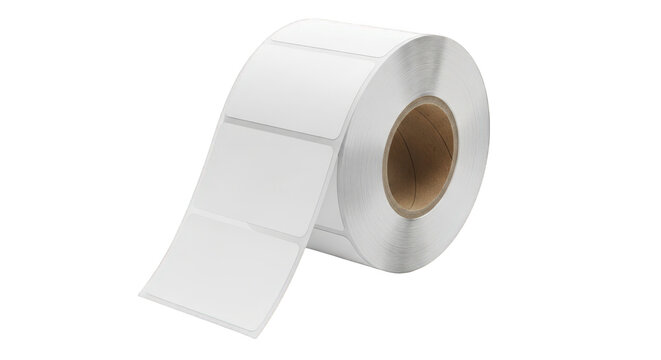 Blank adhesive labels roll isolated on transparent background