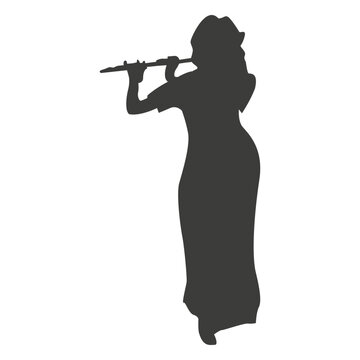 Female flute musician silhouette