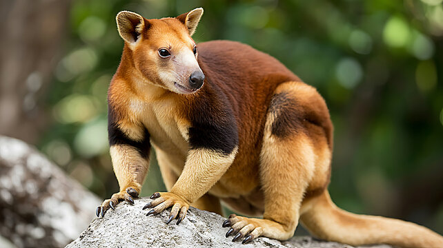 Rare Tree Kangaroo Adorable Red Arboreal Mammal on Natural Coral Setting