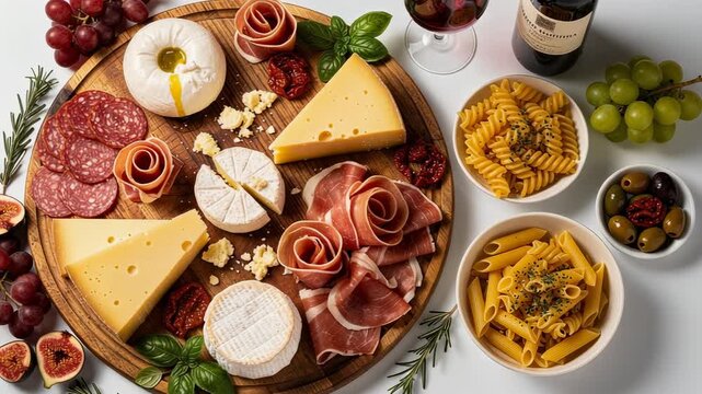 Beautiful charcuterie board with assorted cheeses and cured meats arranged like roses for elegant party appetizers
