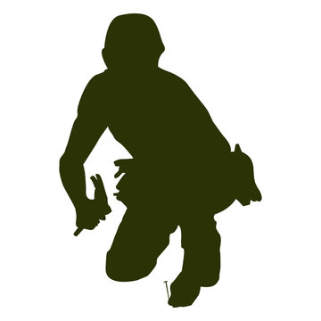 Worker hammering nail silhouette