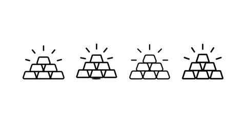 Naklejka premium Set of gold bar line icons. collection of simple outline black gold bar signs. bundle of gold bar outline symbols for web and mobile design