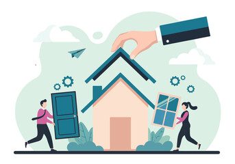 Home construction and real estate concept with people building a house © TRSTOCK