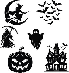 Fototapeta premium Spooky Ghost Silhouette Flying Phantom Spirit Icon