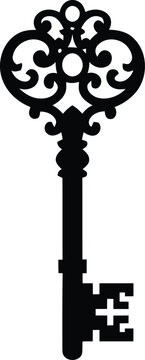 Skeleton Key Silhouette - Vintage Antique Security Icon