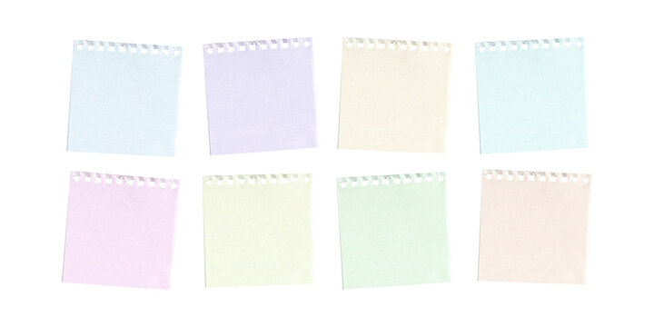 Collection of pastel sticky notes set. Minimal stationery design for planning, brainstorming and productivity.