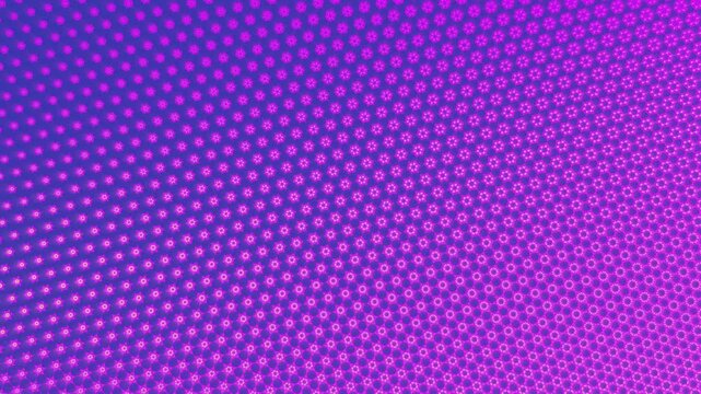 Purple blue geometric transition animation from complex mandala forms to minimal glowing dots. Modern digital background with smooth motion seamless loop