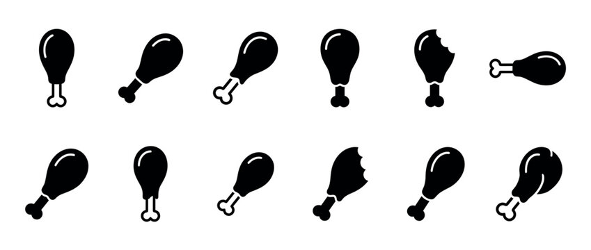 Chicken drumstick seamless pattern with whole and bitten pieces, perfect for food-related designs and culinary themes.