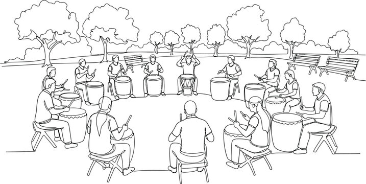people sitting in park, outdoor meeting