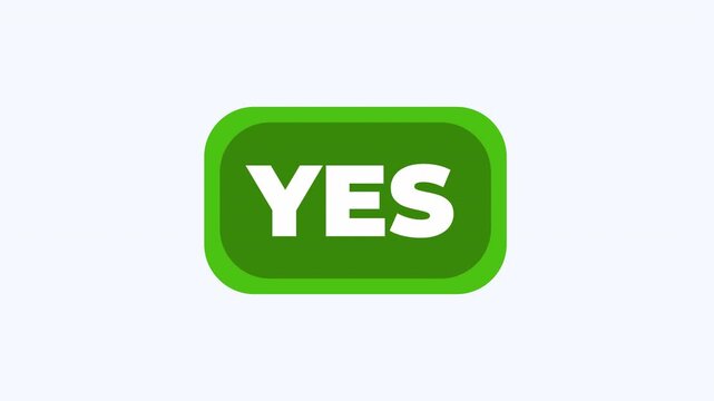 Green button with the word yes in white. Green yes button for web and app design. Ideal for uiux projects, surveys, online forms, voting systems, and interactive content.