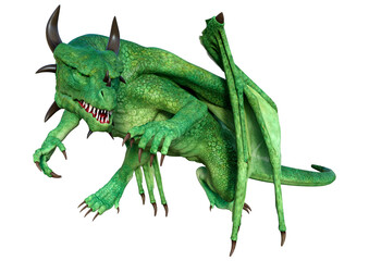 Obraz premium 3D Rendering Fairy Tale Dragon on White