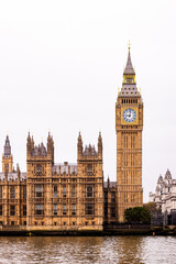 Naklejka premium Elizabeth Tower and Palace of Westminster on the River Thames, iconic London skyline and historic architecture