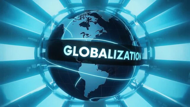 Globe with the text globalization.