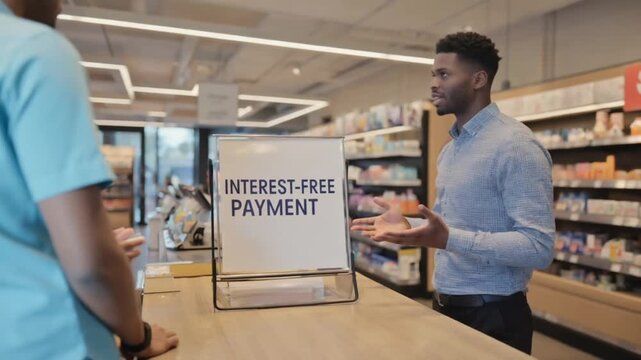 Interest-free payment in a store.