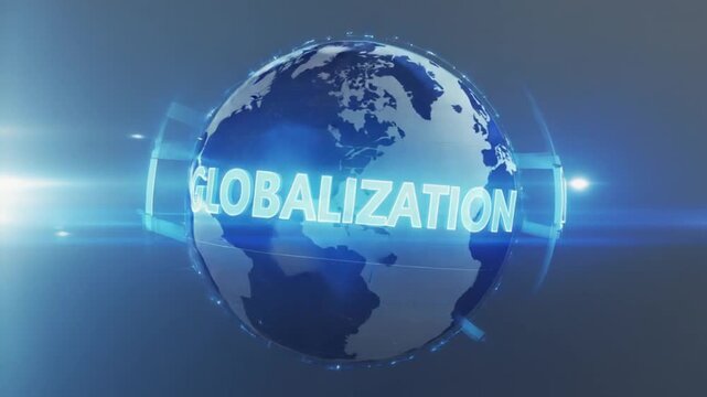 Globe with the text globalization.