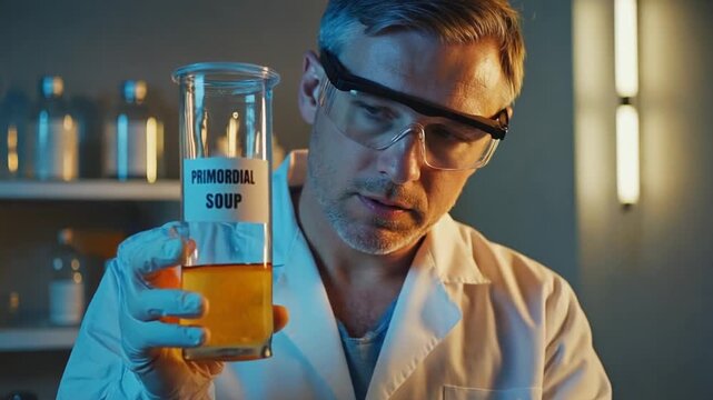 Scientist with the primordial soup.