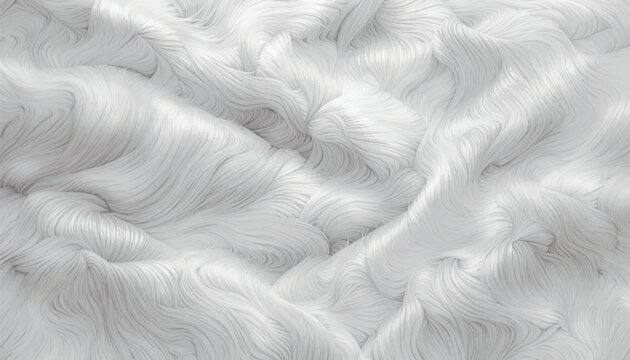 Seamless soft silver grey fur texture in vector format with flowing wavy strands and fine detailed lines. Elegant abstract pattern ideal for luxury backgrounds, textiles, branding, and modern surface.