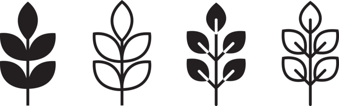 High fiber icon set. symbolizing dietary fiber for digestion and wellness. Fibre icon in flat style. Basic vector symbol illustration. plant leaf and waves. food packaging sign