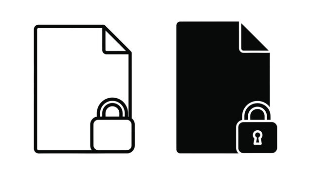 Document security icons with padlocks for protection and privacy