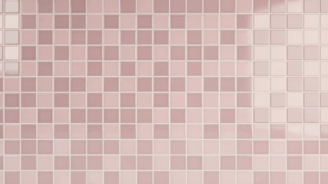 Soothing glossy pink and mauve square tiles reflecting soft light in calming ambient video
