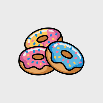 Donuts with colorful sprinkles on white background donut stack vector illustration