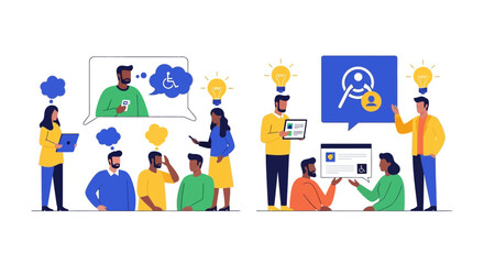 Fototapeta premium Inclusive Design & Accessibility Brainstorm: Diverse Teams Innovating User Experience Solutions