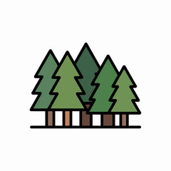 Obraz premium Evergreen trees forest landscape vector illustration green cartoon nature environment