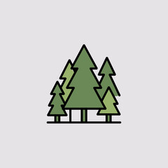 Fototapeta premium Evergreen trees forest icon vector illustration tree silhouette tree line tree graphic