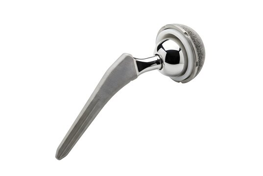 Premium Critically Sharp Total Hip Replacement Prosthesis Hero Image Isolated on Pure White