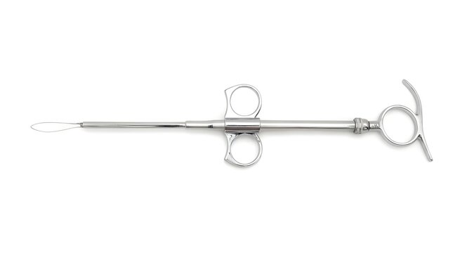 Stainless Steel Surgical Tonsil Snare Instrument, Isolated on White Background