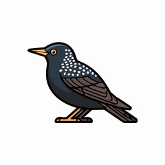 Obraz premium Spotted bird standing on white background brown wings yellow beak yellow legs