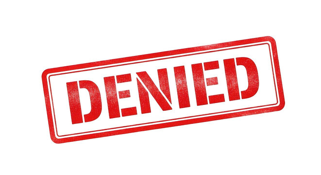 Red denied rubber stamp isolated on transparent background