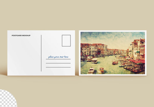 Stationery Postcard Front and Back Mockup