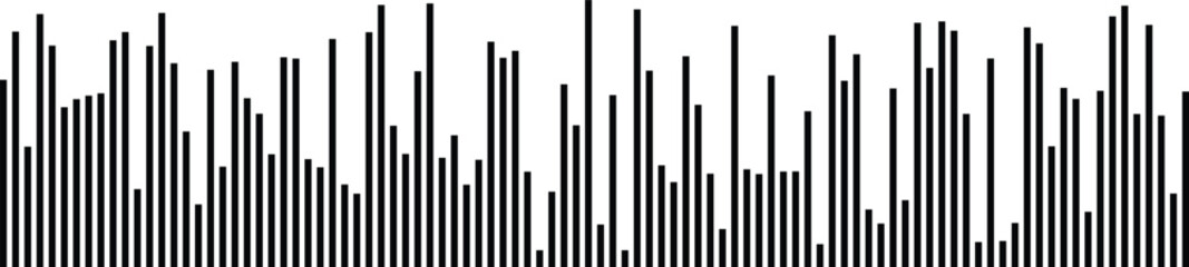 Obraz premium Abstract visualization of black vertical bars representing data frequency and digital patterns