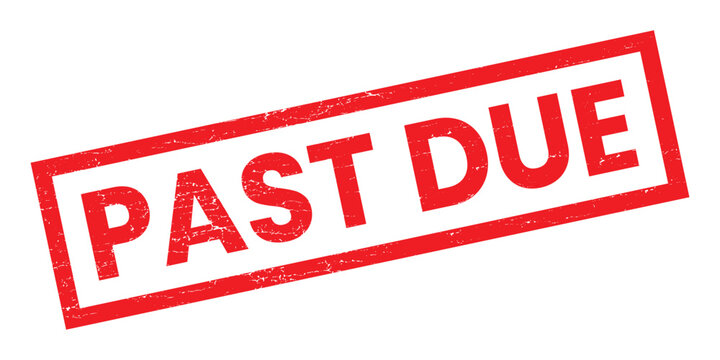 Red stamp text Past Due with grunge texture on transparent background