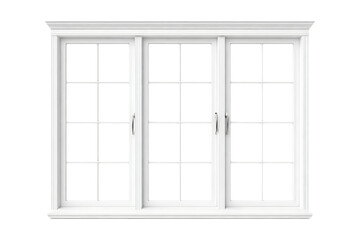 Obraz premium White sliding window with grid on transparent background