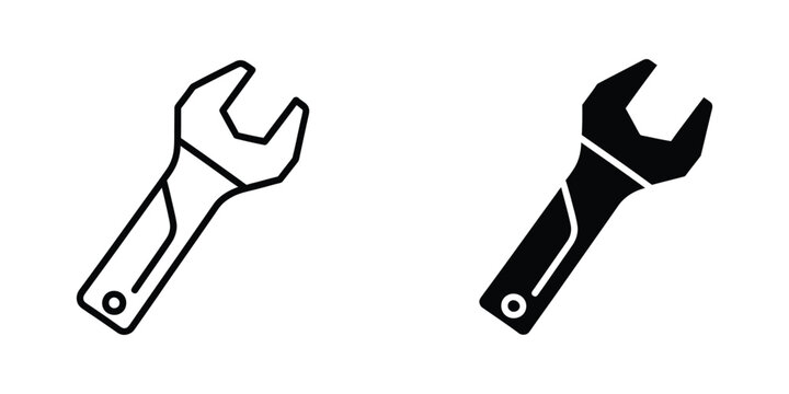 adjustable wrench tool isolated flat design vector illustration